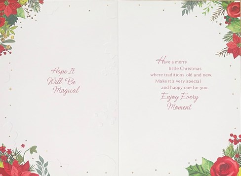 Special Friend Christmas Card - Green Background Flower Border Foil 7.5x5.25" Special Friend Christmas Card - Green Background Flower Border Foil 7.5x5.25"