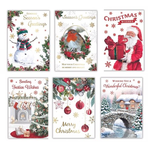 Bumper Box of 30 Mixed Traditional Christmas Cards - 6 Designs Per Pack Bumper Box of 30 Mixed Traditional Christmas Cards - 6 Designs Per Pack