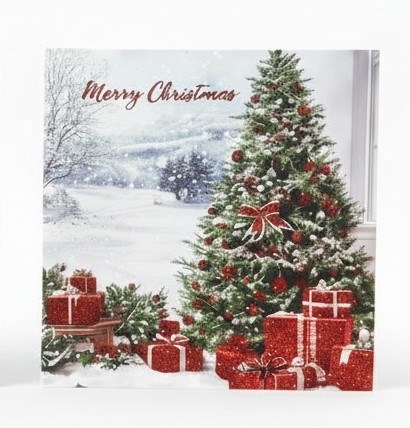 Pack of 12 Traditional Scenic Christmas Cards - Xmas Tree & Holly Wreath Glitter Pack of 12 Traditional Scenic Christmas Cards - Xmas Tree & Holly Wreath Glitter