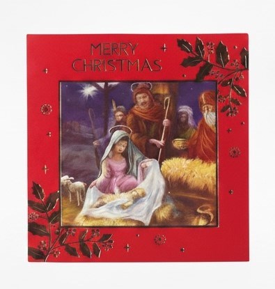 Pack of 12 Religious Square Christmas Cards with Gold Foil - Nativity Scene Pack of 12 Religious Square Christmas Cards with Gold Foil - Nativity Scene