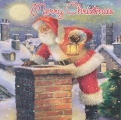 Pack of 12 Square Glitter Christmas Cards - Santa Father Christmas on Rooftop Pack of 12 Square Glitter Christmas Cards - Santa Father Christmas on Rooftop