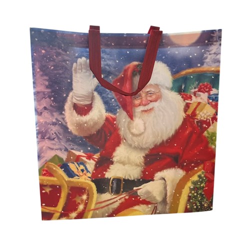Reusable Square Jumbo Christmas Gift Bag 15.75x15.75" Woven Bag for Life - Santa Reusable Square Jumbo Christmas Gift Bag 15.75x15.75" Woven Bag for Life - Santa