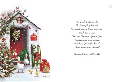 Jonny Javelin Son & Family Christmas Card - Ducks Outside House Foil 9x6.25" Jonny Javelin Son & Family Christmas Card - Ducks Outside House Foil 9x6.25"