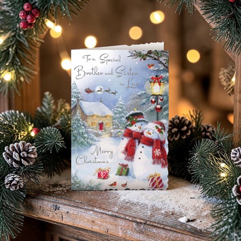 Jonny Javelin Brother & Sister-in-Law Christmas Card - Snowmen & Foil 9x6.25" Jonny Javelin Brother & Sister-in-Law Christmas Card - Snowmen & Foil 9x6.25"