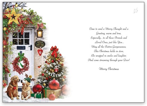 Jonny Javelin Both Of You Christmas Card -Dogs at Front Door Glitter Foil 9x6.25 Jonny Javelin Both Of You Christmas Card -Dogs at Front Door Glitter Foil 9x6.25