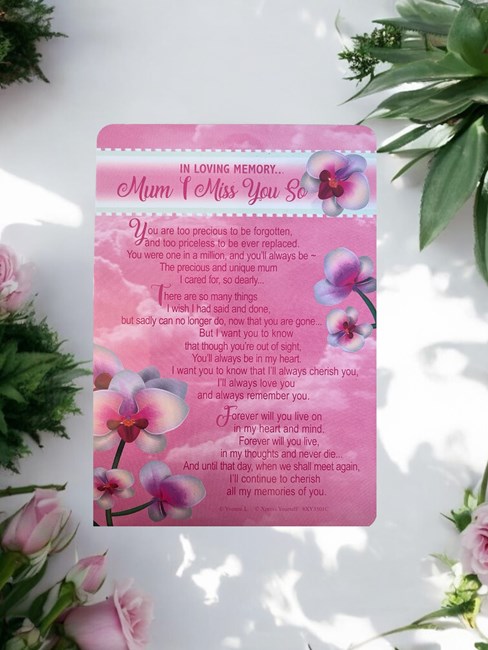 Loving Memory Graveside Memorial Card 6.5x4.75" - Mum I Miss You So