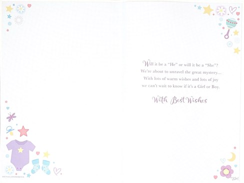 Gender Reveal Card - Unisex Boy or Girl Babygro Socks Stars Gold Foil 9x6" Gender Reveal Card - Unisex Boy or Girl Babygro Socks Stars Gold Foil 9x6"