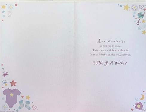 Baby Shower Card - Unisex Boy or Girl Babygro Socks Stars Gold Foil 9x6" Baby Shower Card - Unisex Boy or Girl Babygro Socks Stars Gold Foil 9x6"
