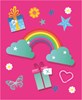 Hot Pink Birthday Girl Rainbow Wrapping Paper - 1 Sheet with Matching Gift Tag