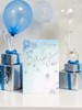 Baby Boy Christening Day Card - Blue with Flowers & Silver Foil Detail 7.5x5.25"