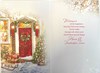 Across The Miles Christmas Card - Red Door with Wreath & Tree in Snow  7.5x5.25"