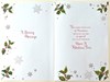 Son & Girlfriend Christmas Card - Couple in Sleigh Snowy House Red Foil 9x6"