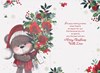Niece Christmas Card - Santa Bear with Red Rose Bouquet and Gold Foil 7.5x5.25"