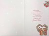 Auntie & Uncle Christmas Card - Bears in Santa Hats in Flower Heart 7.5" x 5.25"