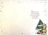 Nephew Christmas Card -  Santa Bear and Xmas Tree with Gold Foil 7.5x5.75"
