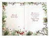 Sister-in-Law Christmas Card - Holly Border Flowers with Silver Foil 7.5x5.25"