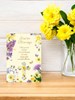 Easter Religious Blessings Card - Yellow Purple Flowers with Cross and Foil 7x5"