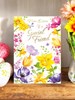 Friend Easter Card - Yellow Pink Lilac Spring Flowers with Gold Foil 7.5x5.25"