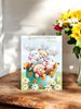 Grandchildren Easter Card - Bunny's in Egg with Daisies and Gold Foil 7.5x5.25"