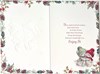 Granddaughter & Partner Christmas Card - Bears in Hats Holly Border Foil 7.5x5.5