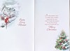 Open Christmas Card - Xmas Tree on Snowy Street Post Box & Gold Foil 7.5x5.25"