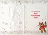 Open Christmas Card - Brown Santa Bear with Gifts and Red Foil 7.5 x 5.25"