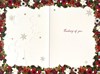 Thinking of You Christmas Card - Red with Floral Wreath with Gold Foil 7.75x5.25