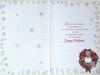 Niece Christmas Card - Red & White Floral Wreath Silver Foil Snowflake 7.5x5.25"