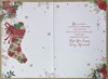 Auntie Christmas Card - Stocking and Flowers with Gold Foil 7.5x5.25"
