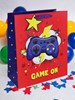 Large Gift Bag - Red Game On Games Controllers & Tag Ribbon Handle 13x10.25"