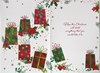 To Both of You Christmas Card - Red Green Gold Foil Presents & Holly 7.5x5.25"