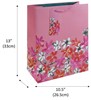 Large Floral Gift Bag Pink with Pink White Orange Flowers and Tag 13x10.5"