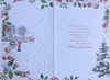 Grandson Christmas Card - Christmas Tree Village Scene and Silver Foil 7.5x5.25"
