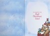 Cousin Christmas Card - Bear in Sleigh with Gifts and Gold Foil 7.5x5.25"