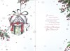 Sister & Partner Christmas Card - Bears in Gift Box on Tree with Red Foil 7.5x5.