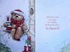 Grandson Christmas Card - Santa Bear Sat in Tree with Gifts and Red Foil 9x6"