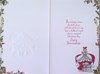 Grandson & Girlfriend Christmas Card - Santa Bears with Mistletoe Red Foil 9x6"