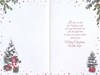 Granddaughter & Partner Christmas Card - Wreath on White Door with Red Foil 9x6"