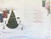 Son & Daughter-in-Law Christmas Card - Xmas Tree in Snowy Village Gold Foil 9x6"