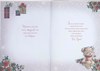 Mum Christmas Card - Bear with Robin Sat on Rose Garland & Gold Foil 9.75x7"