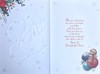 Granddaughter Christmas Card - Santa Bear Sat on Baubles with Silver Foil 9x6"