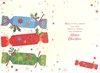 Special Cousin Christmas Card - Blue Red Green Crackers with Gold Foil 7.5x5.25"