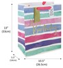 Large Birthday Gift Bag - Pink Lilac White Stripe Silver Foil & Tag 13x10.5"