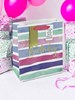 Medium Birthday Gift Bag - Pink Lilac White Stripe Silver Foil & Tag 10x8.5"