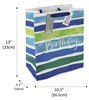 Large Birthday Gift Bag - Blue Green and White Stripe with Silver Foil 13x10.5"