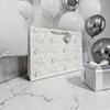 Extra Large Christening Gift Bag - Landscape White Silver Writing 17.5x13x4"