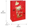 Extra Large Valentine's Day Gift Bag with Tag - Bear with Red Heart Gold Foil