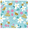 6m Gift Wrapping Paper 2x3m Roll Mint Green with Flowers and Bee Happy