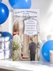 Grandson First Holy Communion Card - Priest & Boy Church Door Blue Foil 8.75x4"