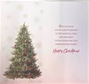 Sister & Fiance Christmas Card - Xmas Trees and Snowflakes with Red Foil 9x4"